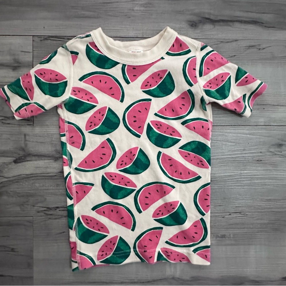 Hanna Andersson Watermelon Shirt Top Size‎ 6-7 Youth Kids PJ Pajamas Top